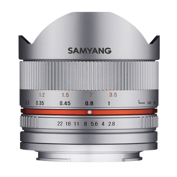 Samyang MF 8mm F2,8 Fisheye II APS-C Sony E silber